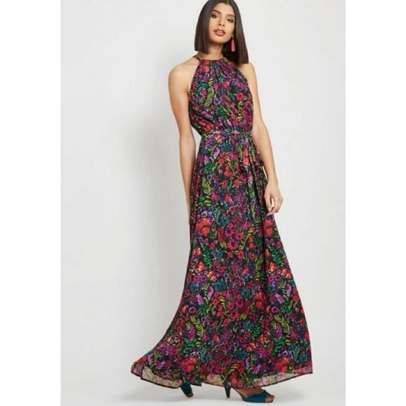 Modcloth Dresses & Skirts - ModCloth Illuminated Elegance Chiffon Maxi Dress Size Medium